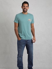 Albastru - Weird Fish Land and Sea Back Print Graphic 100% Cotton T-Shirt - Image 3 of 7