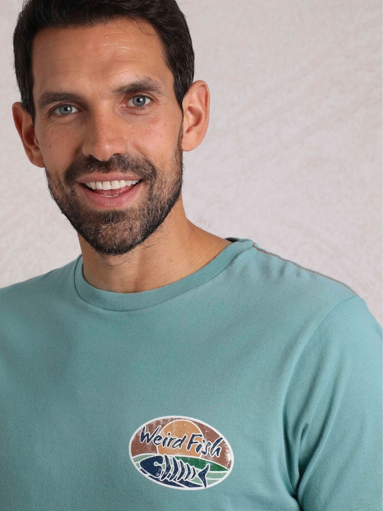 Albastru - Weird Fish Land and Sea Back Print Graphic 100% Cotton T-Shirt - Image 4 of 7
