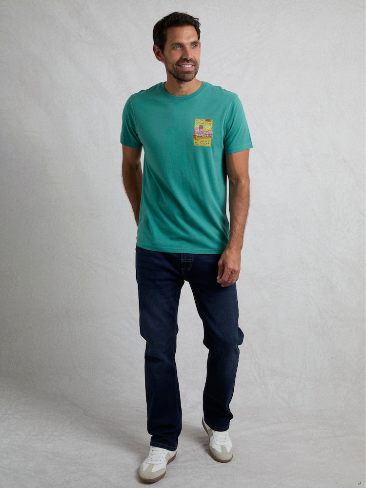 Weird Fish Green Shrimpsons Heritage Wash Artist 100% Cotton T-Shirt - Image 2 of 6