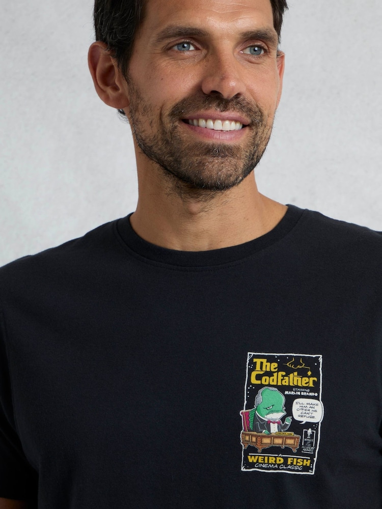 Weird Fish Black Codfather Heritage Wash Artist 100% Cotton T-Shirt - Image 2 of 5 Weird Fish Black Codfather Heritage Wash Artist 100% Cotton T-Shirt - Image 2 of 5