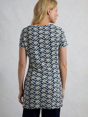 Weird Fish Grey Sidra Printed Jersey Slub 100% Cotton Tunic - Image 2 of 6