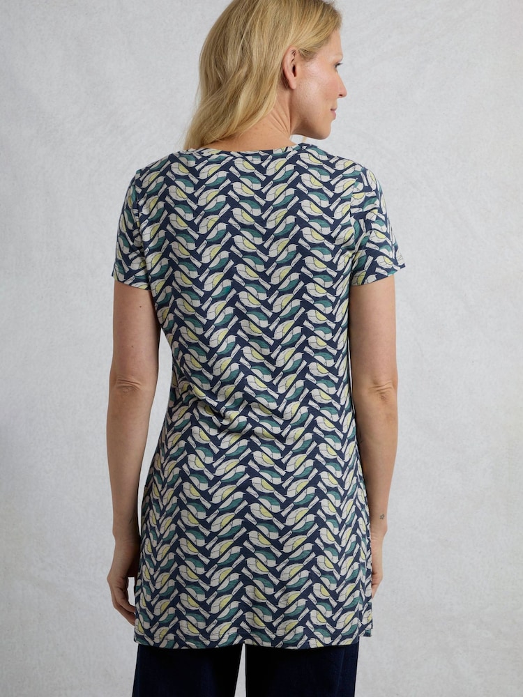 Weird Fish Grey Sidra Printed Jersey Slub 100% Cotton Tunic - Image 2 of 6