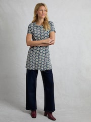 Weird Fish Grey Sidra Printed Jersey Slub 100% Cotton Tunic - Image 3 of 6