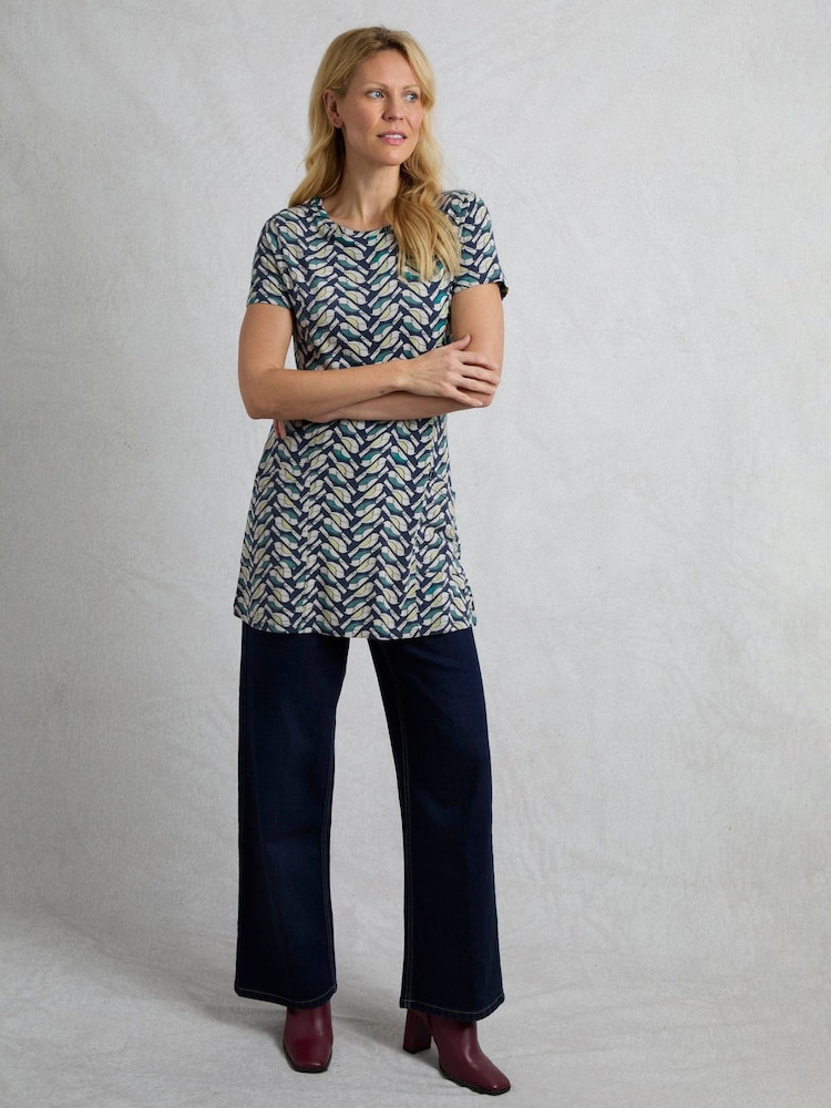 Weird Fish Grey Sidra Printed Jersey Slub 100% Cotton Tunic - Image 3 of 6