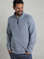 Weird Fish Blue Laramie 1/4 Zip Snow Marl Fleece - Image 1 of 8