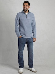 Weird Fish Blue Laramie 1/4 Zip Snow Marl Fleece - Image 3 of 8