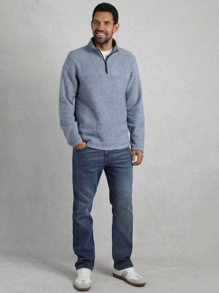 Weird Fish Blue Laramie 1/4 Zip Snow Marl Fleece - Image 3 of 8