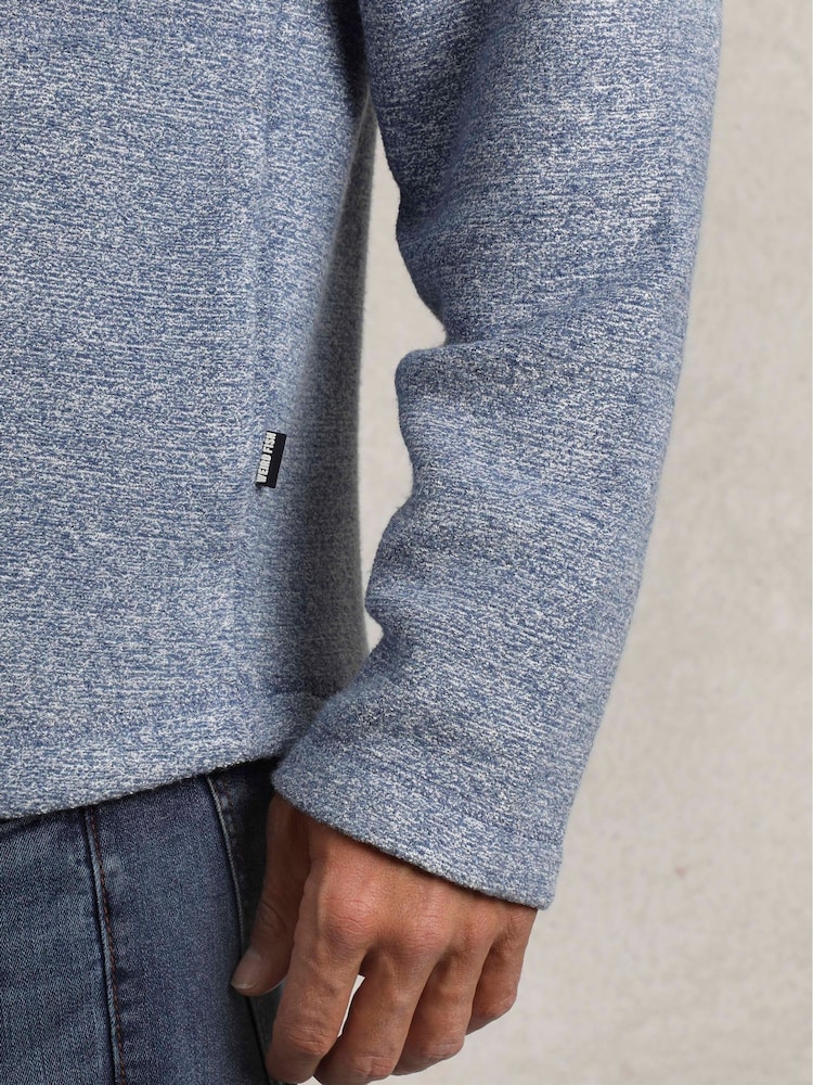 Weird Fish Blue Laramie 1/4 Zip Snow Marl Fleece - Image 4 of 8