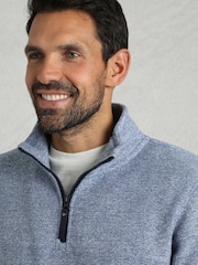Weird Fish Blue Laramie 1/4 Zip Snow Marl Fleece - Image 5 of 8