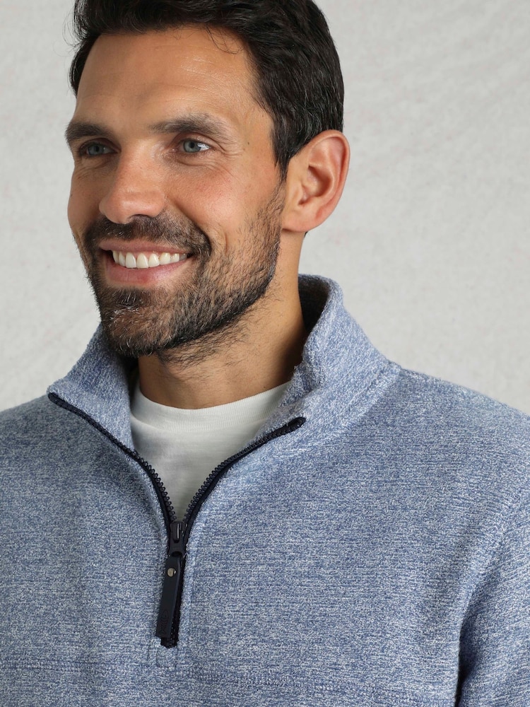 Weird Fish Blue Laramie 1/4 Zip Snow Marl Fleece - Image 5 of 8