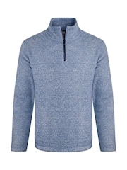 Weird Fish Blue Laramie 1/4 Zip Snow Marl Fleece - Image 7 of 8
