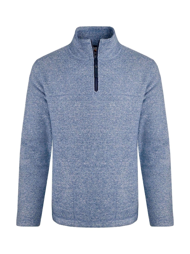 Weird Fish Blue Laramie 1/4 Zip Snow Marl Fleece - Image 7 of 8