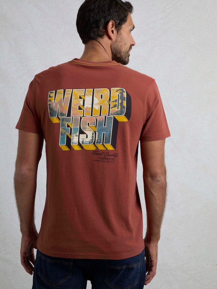 Weird Fish Red Wild Life Heritage Wash Graphic Print 100% Cotton T-Shirt - Image 2 of 7 Weird Fish Red Wild Life Heritage Wash Graphic Print 100% Cotton T-Shirt - Image 2 of 7
