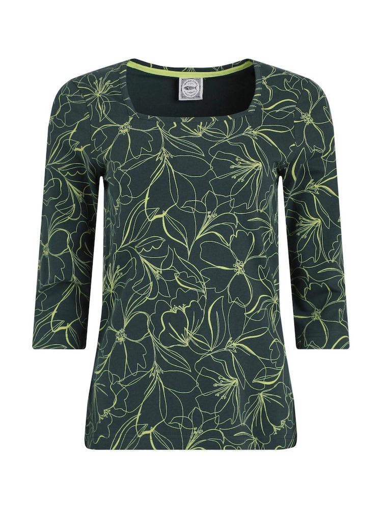 Weird Fish Green Wyman Printed 100% Cotton Jersey T-Shirt - Image 5 of 5