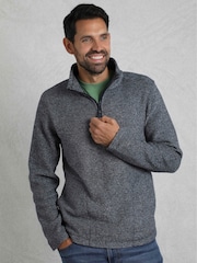 Weird Fish Grey Laramie 1/4 Zip Snow Marl Fleece - Image 2 of 6