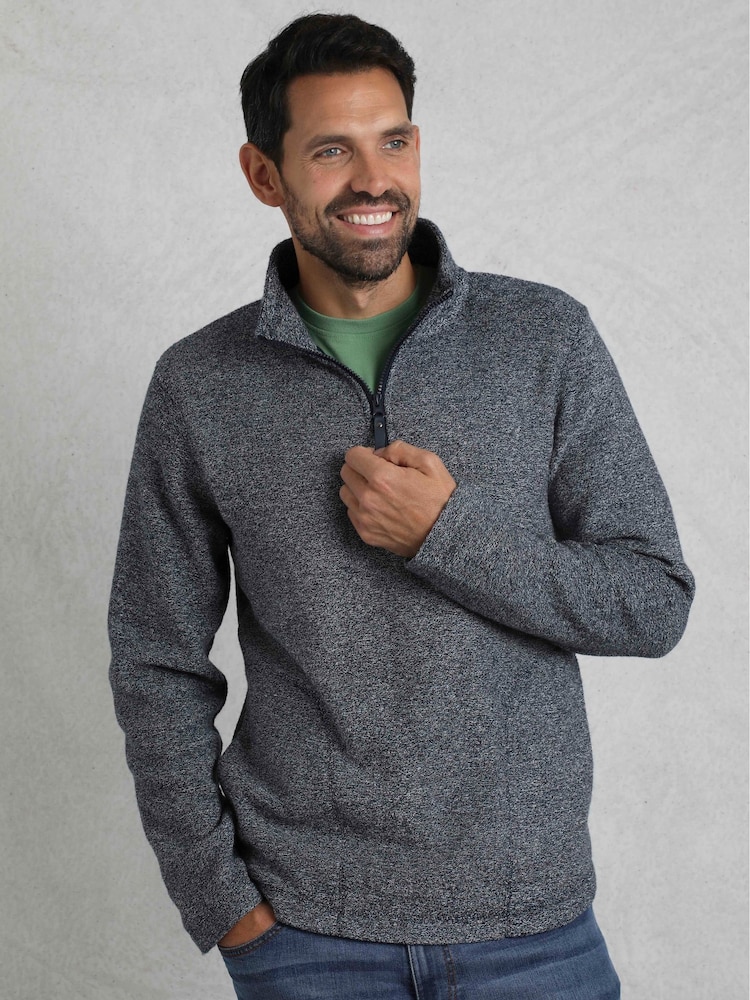 Weird Fish Grey Laramie 1/4 Zip Snow Marl Fleece - Image 2 of 6
