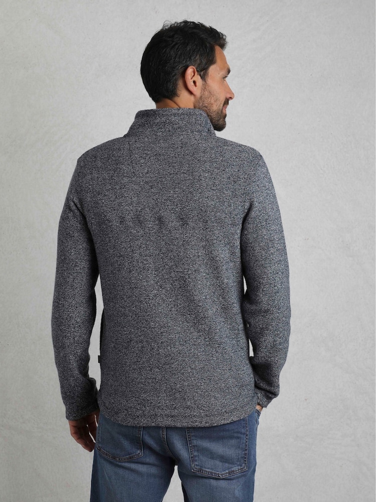 Weird Fish Grey Laramie 1/4 Zip Snow Marl Fleece - Image 3 of 6