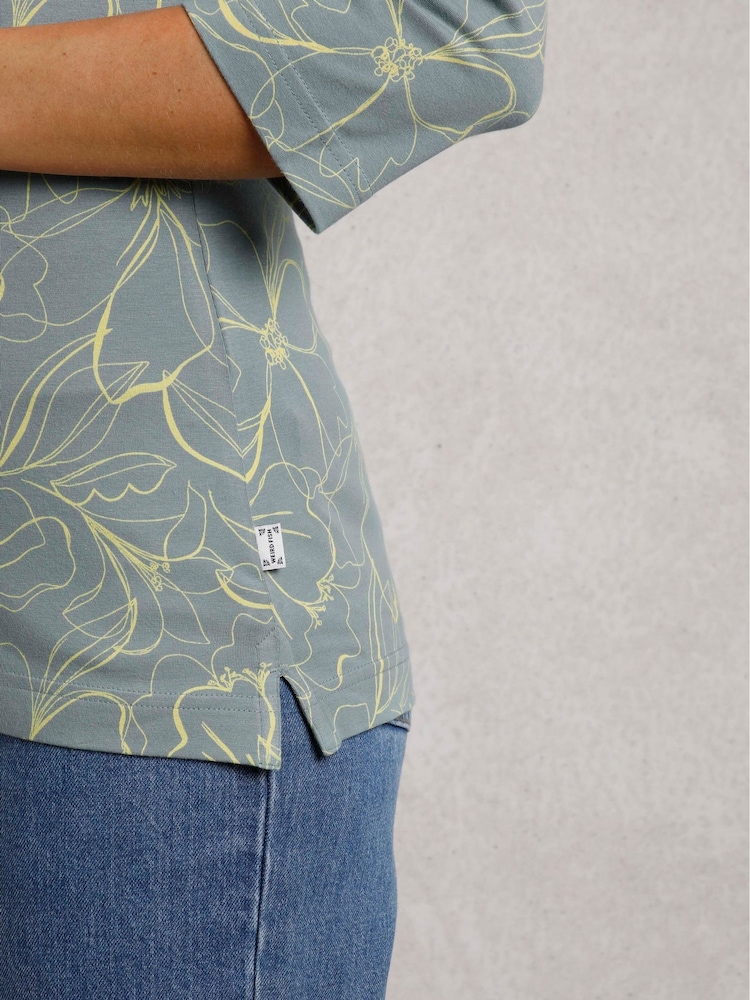 Weird Fish Blue Wyman Printed 100% Cotton Jersey T-Shirt - Image 4 of 6