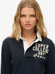 Superdry Blue Oversized Athletic Rugby 100% Sweat Top - Image 3 of 6