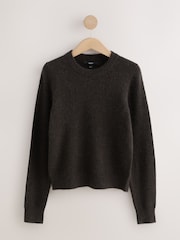 Chocolate Brown Long Sleeve Crew Neck Jumper With Wool - Image 1 of 3