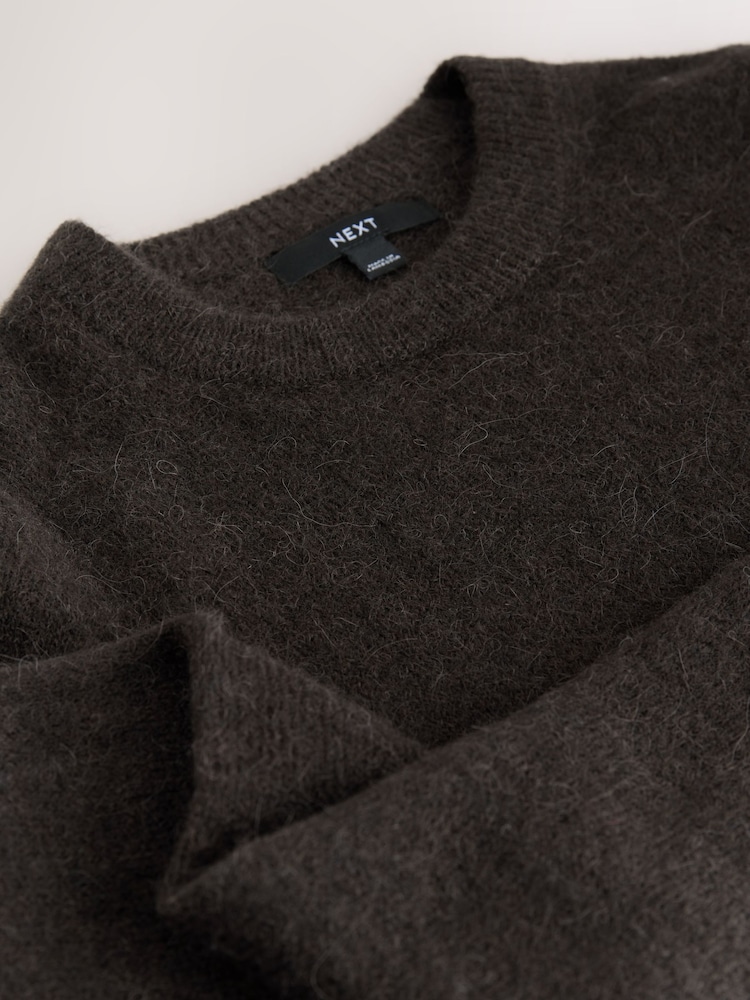 Chocolate Brown Long Sleeve Crew Neck Jumper With Wool - Image 3 of 3