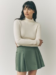 بيج فاتح - Roll Neck Ribbed Jumper With Wool - صورة 4 من 8