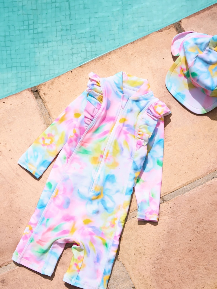 Angel & Rocket Pink Jodie Multi Sunsafe Print Toddler Swimsuit - Image 1 of 2