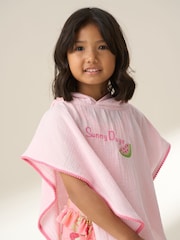 Angel & Rocket Pink Ruby Pom Pom Trim 100% Cotton Kaftan - Image 1 of 7