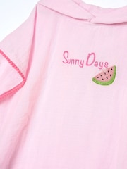 Angel & Rocket Pink Ruby Pom Pom Trim 100% Cotton Kaftan - Image 7 of 7