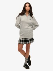 Superdry Grey Essential Embroidered Knitted Half Zip Jumper - Image 3 of 6