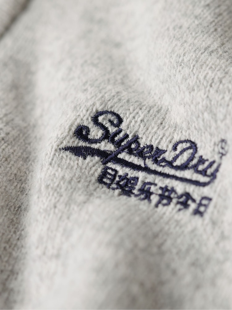 Superdry Grey Essential Embroidered Knitted Half Zip Jumper - Image 6 of 6 Superdry Grey Essential Embroidered Knitted Half Zip Jumper - Image 6 of 6
