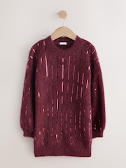 Burgunderrot - Stripe Sequin Christmas Jumper Dress (3-16yrs) - Bild 1 von 4