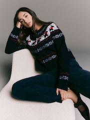 Dog Fairisle 3D Bow Cardigan Long Sleeve Christmas Jumper - Image 4 of 8