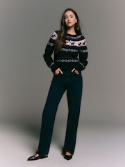 Dog Fairisle 3D Bow Cardigan Long Sleeve Christmas Jumper - Image 5 of 8