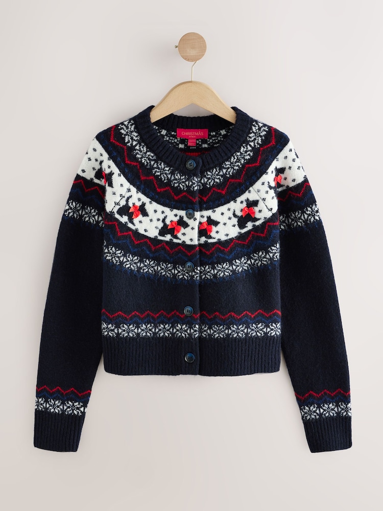 تصميم مزركش برسمة كلاب مزيّن بفيونكة ثلاثية الأبعاد 3D - سترة طويلة كريسماس - صورة 7 من 7 تصميم مزركش برسمة كلاب مزيّن بفيونكة ثلاثية الأبعاد 3D - سترة طويلة كريسماس - صورة 7 من 7