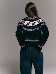Dog Fairisle 3D Bow Cardigan Long Sleeve Christmas Jumper - Image 8 of 8