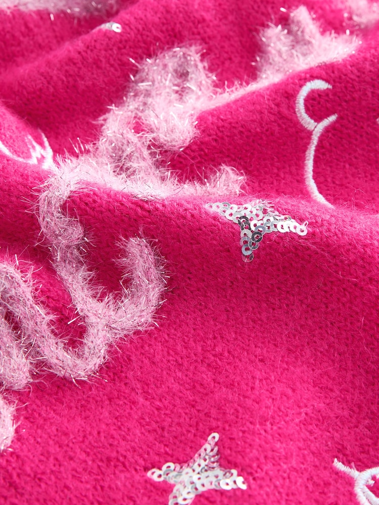 Bright Pink Slogan Graphic Christmas Jumper - Image 10 of 10 Bright Pink Slogan Graphic Christmas Jumper - Image 10 of 10
