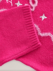 Bright Pink Christmas Tinsel Slogan Half Sleeve Knitted Jumper With Wool - Image 9 of 10