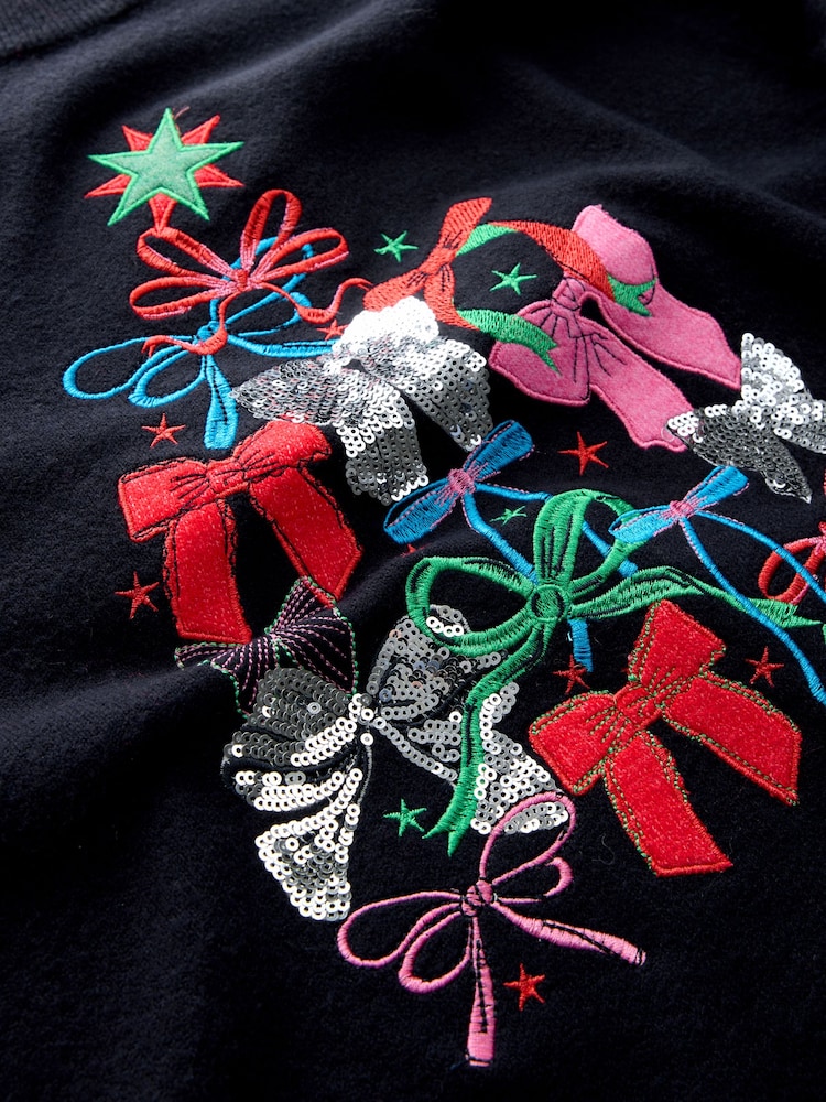 Navy Rainbow Sparkle Tree Christmas Jumper - Image 2 of 5