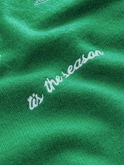 Bright Green Embroidered Graphic Christmas Jumper - Image 2 of 3