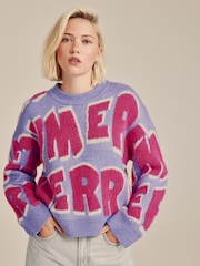 Lilac Purple/Pink Merry Graphic Christmas Jumper - Image 4 of 8