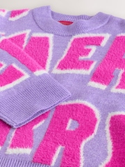 Lilac Purple/Pink Merry Graphic Christmas Jumper - Image 7 of 8
