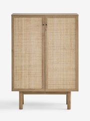 MADE.COM Oak Effect Pavia Rattan Slim Compact Highboard Sideboard - Image 1 of 3