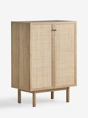 MADE.COM Oak Effect Pavia Rattan Slim Compact Highboard Sideboard - Image 2 of 3