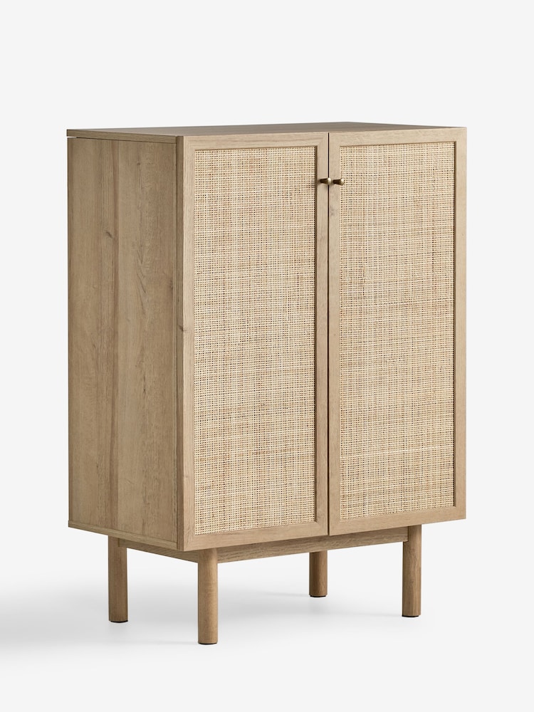 MADE.COM Oak Effect Pavia Rattan Slim Compact Highboard Sideboard - Image 2 of 3 MADE.COM Oak Effect Pavia Rattan Slim Compact Highboard Sideboard - Image 2 of 3
