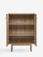MADE.COM Oak Effect Pavia Rattan Slim Compact Highboard Sideboard - Image 3 of 3