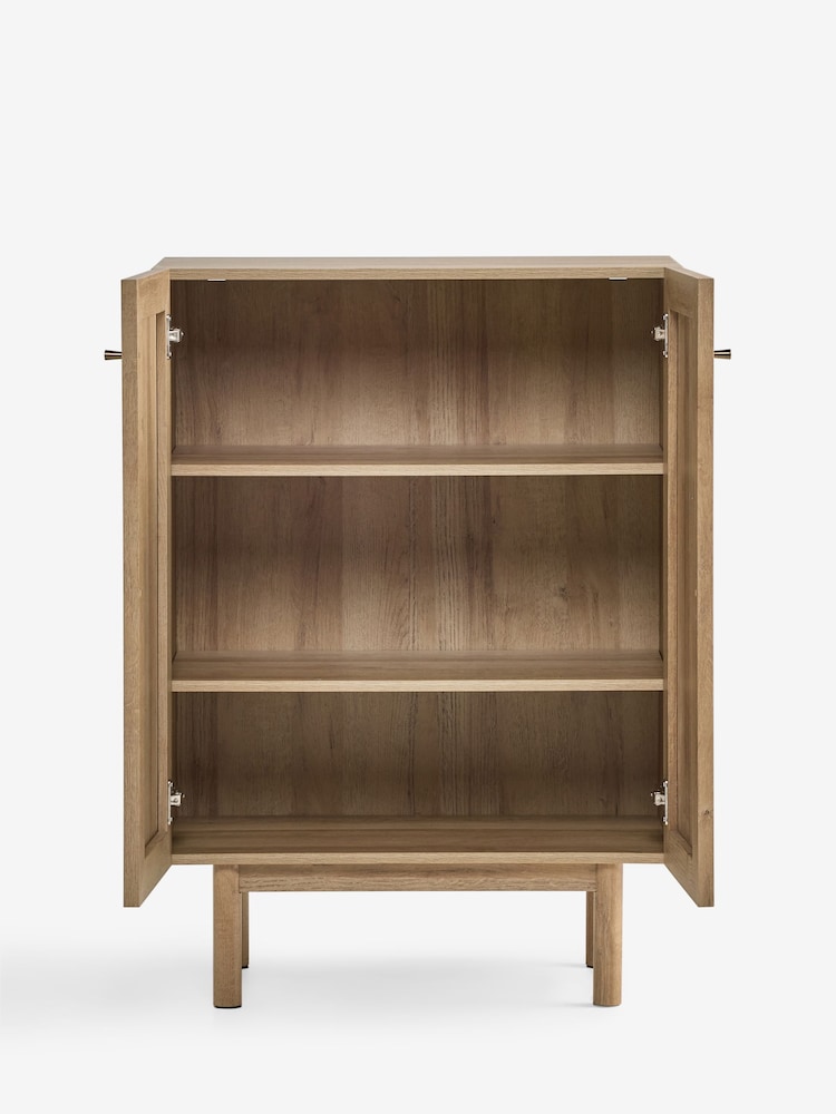 MADE.COM Oak Effect Pavia Rattan Slim Compact Highboard Sideboard - Image 3 of 3 MADE.COM Oak Effect Pavia Rattan Slim Compact Highboard Sideboard - Image 3 of 3