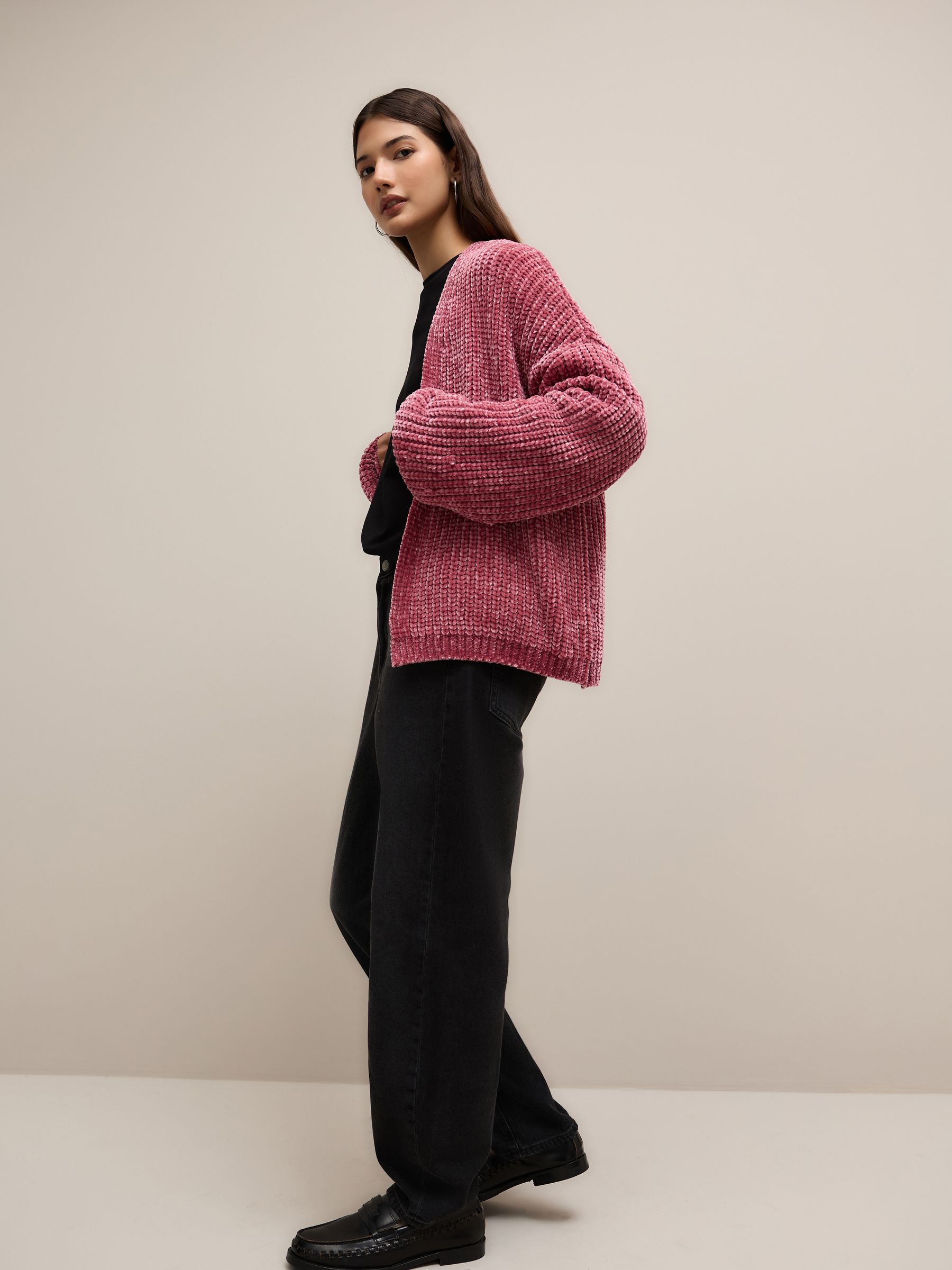 Buy Blush Pink Chenille Relaxed Fit Cardigan from the Next UK