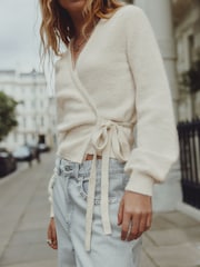Ecru - Side Tie Wrap Cardigan - Imagem 4 de 9