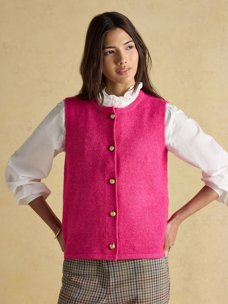 Rosa fucsia - Joules Holly Button Through Knitted Vest - Imagen 1 de 8 Rosa fucsia - Joules Holly Button Through Knitted Vest - Imagen 1 de 8